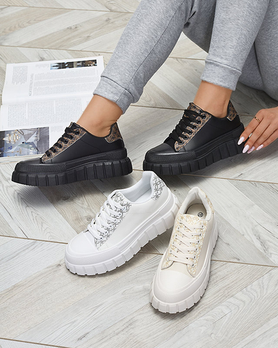 Ležérní dámská bílá sportovní obuv se vzorovanými vsadkami Leritic - Obuv