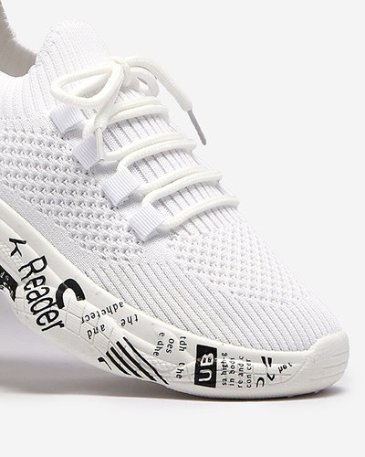 Bílá dámská slip-on sportovní obuv s nápisy Kejini - Obuv