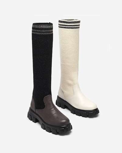 Černé a hnědé vysoké boty pro ženy Alerpi- Footwear