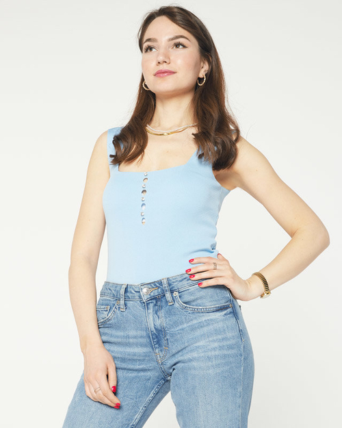 Блакитний топ з цирконами