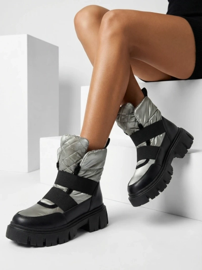 Dámské sněhule na ploché podrážce v černo-šedé barvě Ferory- Obuv