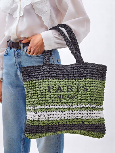 Роялфешн Велика жіноча солом'яна сумка Paris Stripe