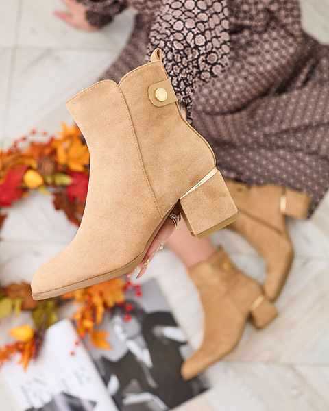 Royalfashion Жіночі черевики на низькій шпильці світло-коричневого кольору Dogdas