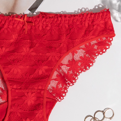 Мереживні жіночі труси в червоному кольорі - Нижня білизна