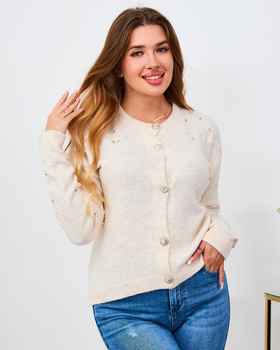 Royalfashion Бежевий жіночий светр без ґудзиків
