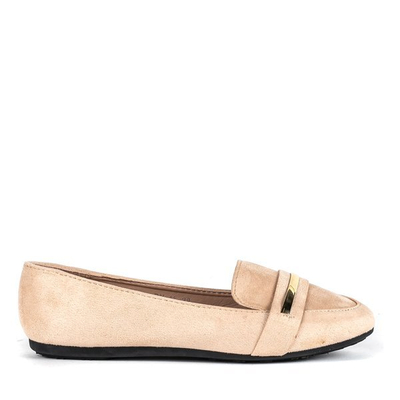Бежеві мокасини з золотою прикрасою Greca - Взуття
