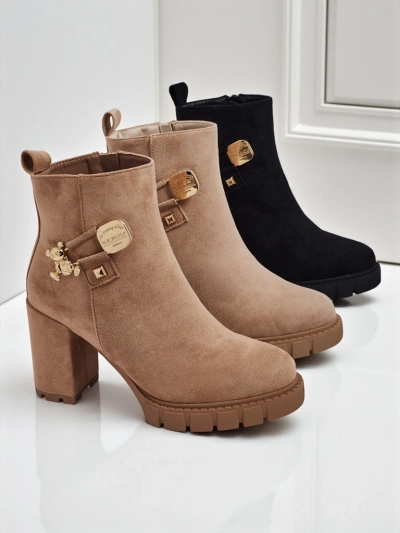 Dámské kotníkové boty eko semišové na sloupku Bearr