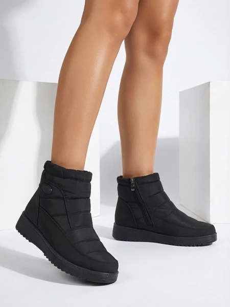 Dámské Kotníkové Boty Athena Černé Z Tkaniny Na Podzim a Zimu