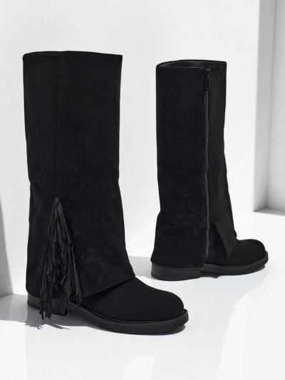 Dámské kozačky eko semišové se svrškem Ismara