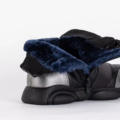 OUTLET Černé dětské kozačky se stříbrnými vsadkami Kaliaso - Obuv