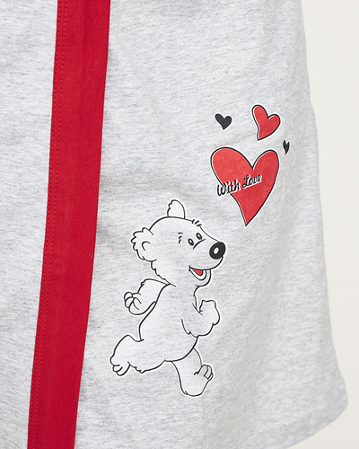 Šedý dámský župan s červenými vsadkami - Oblečení