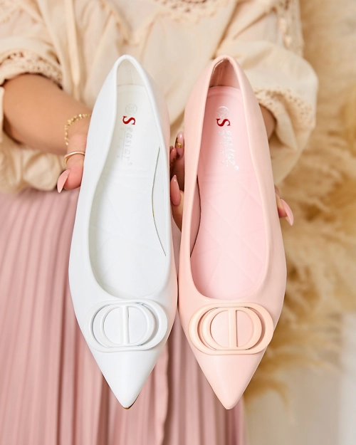 Royalfashion Яскраво-рожеві жіночі гостроносі балетки з прикрасою на носі Manixy