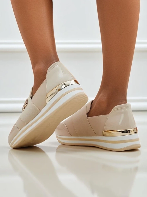 Жіночі мокасини Aurora Classico Beige екологічна шкіра плоскі підбори