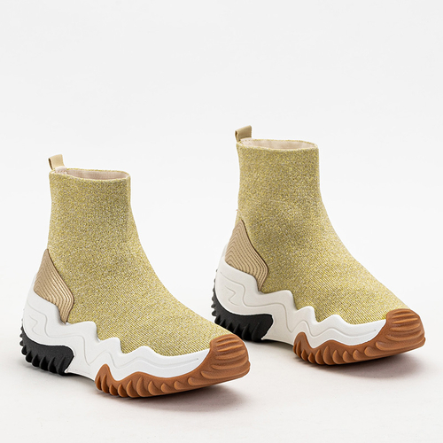 Золоті жіночі кросівки з блискучою ниткою Tenera