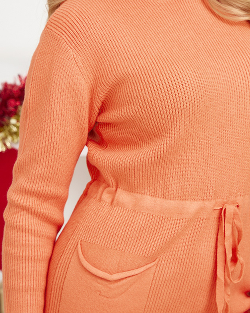 Помаранчева жіноча сукня-светр з капюшоном