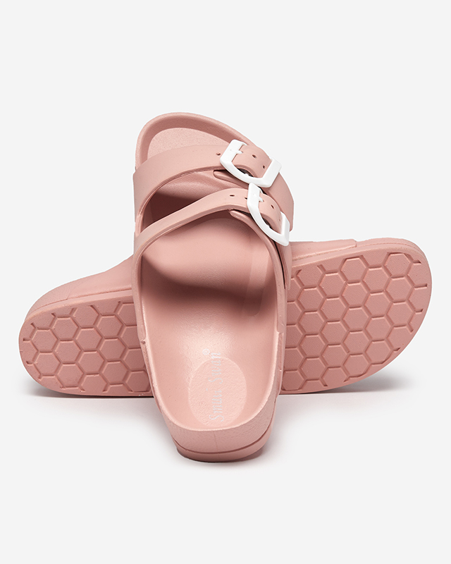 Světle růžové dámské pantofle se sponami. Teliwo - Obuv