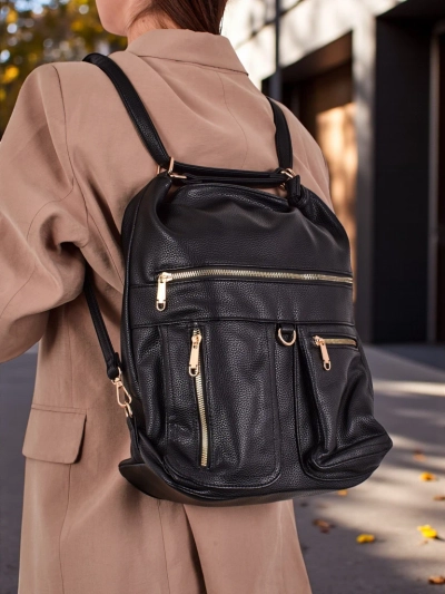 Taška-batoh Athena Nero Roma - velký shopper kožený A4, elegance a funkce