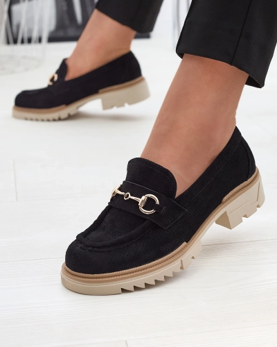 Чорні ажурні жіночі мокасини з ланцюжком Imerila - Взуття