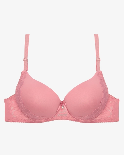 Гладкий жіночий мереживний бюстгальтер темно-рожевого кольору - Жіноча білизна