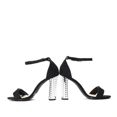 Czarne sandały na srebrnym obcasie Aurora - Obuwie