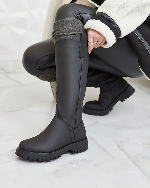 Жіночі високі чоботи Royalfashion чорного кольору Denesis