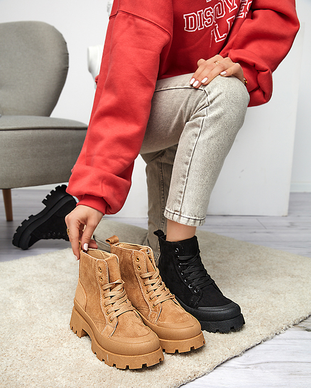 Dámské černé kozačky s eko semišem Lolut- Footwear