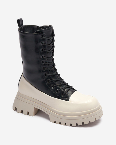 OUTLET Чорно-бежеві жіночі високі черевики-баггі Susker- Footwear