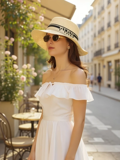 Royalfashion Солом'яний капелюх для жінок Elegance Ribbon