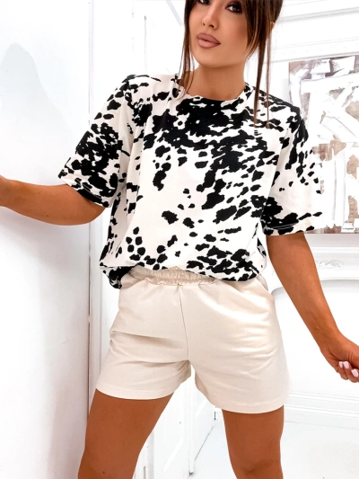 Royalfashion жіночий бавовняний комплект з футболкою та шортами COW