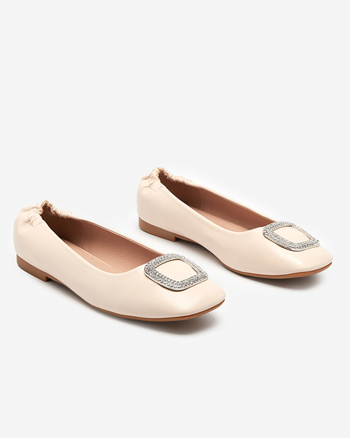 OUTLET Жіночі бежеві мокасини з фіанітами Gievori - Взуття