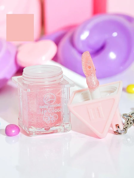 Блиск для губ з блискітками, колір світло-рожевий