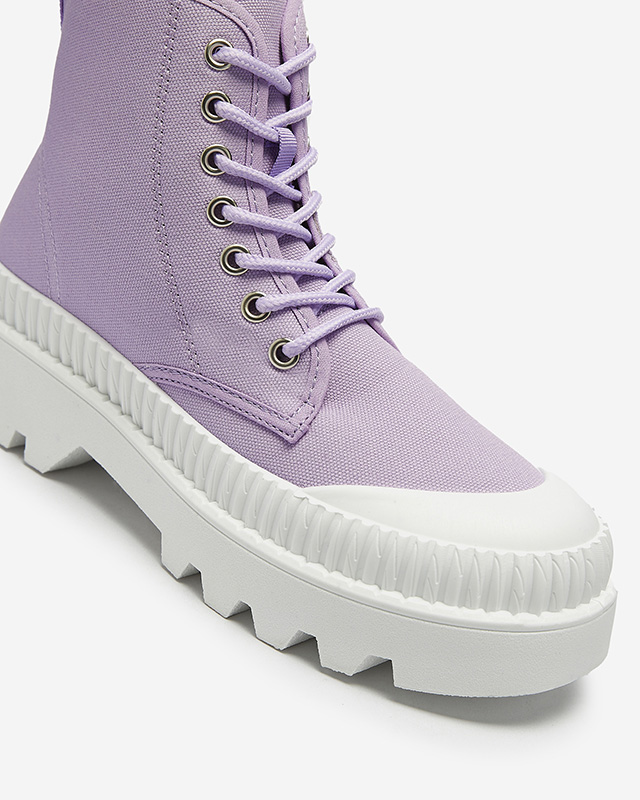 Fialové dámské vysoké sportovní boty a'la sneakers Serewa - Obuv