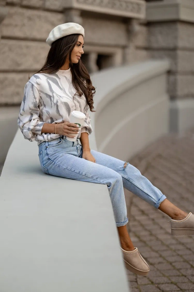 Royalfashion Tenký dámský svetr s potiskem