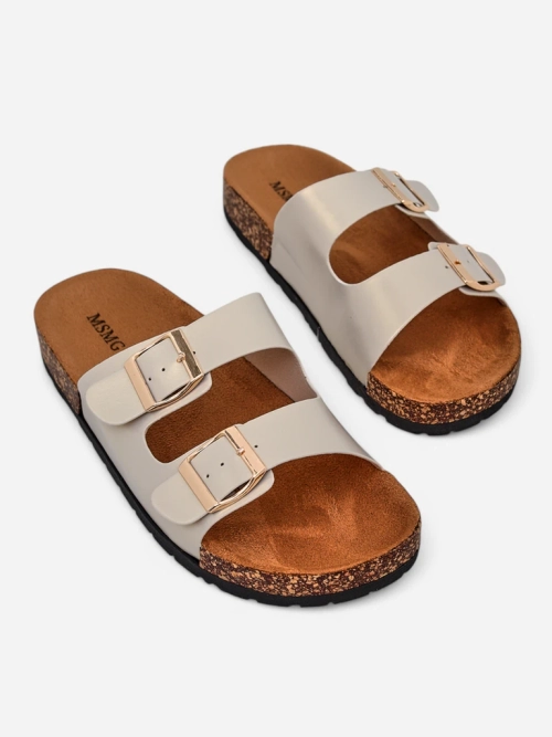 Жіночі сандалі Royalfashion Aurelia gold – плоскі шльопанці з екошкіри (розмір 39)