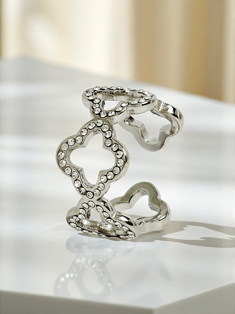 Bransoletka Ariadne Silverita z krystaly – stříbrná, geometrický vzor glamour