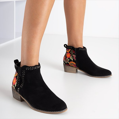 Чорні жіночі черевики з декоративною вишивкою Хастіелі - Взуття