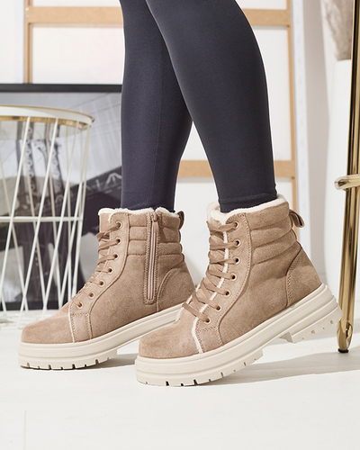 Жіночі утеплені черевики-трапери коричневого кольору Tivica - Взуття