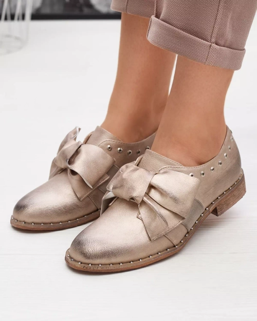 Золоті жіночі туфлі з бантом Entera