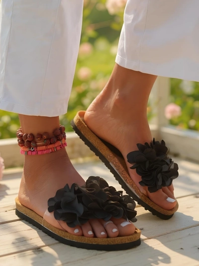 Royalfashion Dámské žabky s kvítky Flora Soft