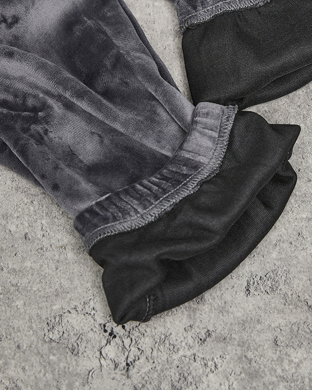 Dámské velurové tepláky v tmavě zelené barvě PLUS SIZE- Oblečení