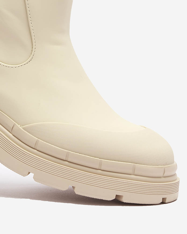 OUTLET Dámské zateplené krémové vysoké kozačky Jori - Obuv