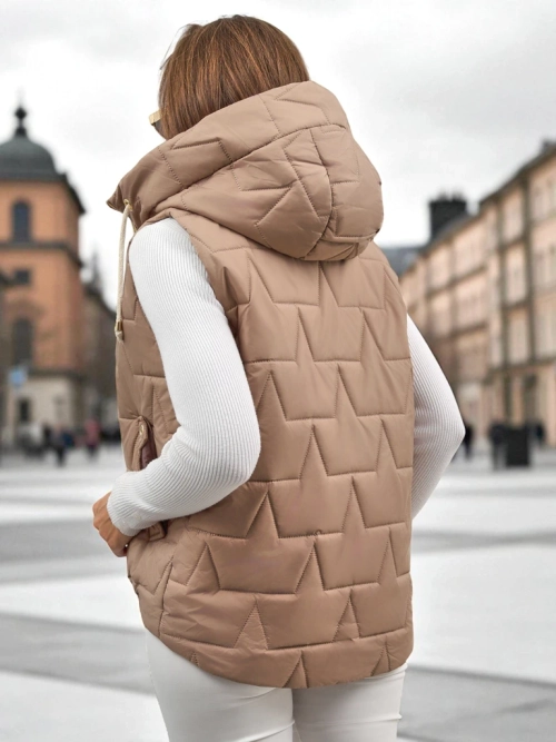 Жіноча стьобана жилетка з капюшоном Crimson Haze