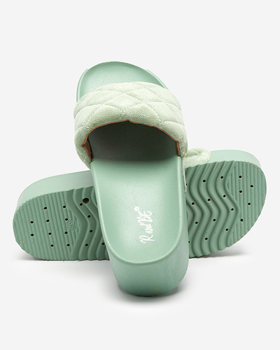 OUTLET Жіночі м'ятні стьобані босоніжки на платформі Koriner - Взуття