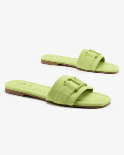 Royalfashion Neonově zelené dámské žabky s přezkou Rydr