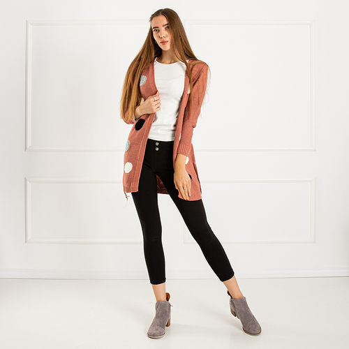 Темно-рожевий жіночий кардиган з кольоровими вставками (Туреччина)