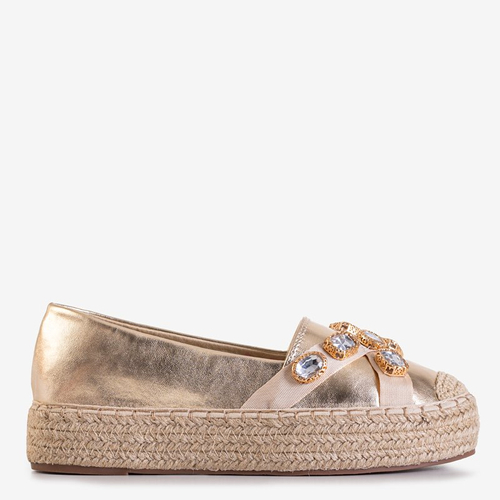 Золоті жіночі еспадрильї на платформі зі стразами Erilla