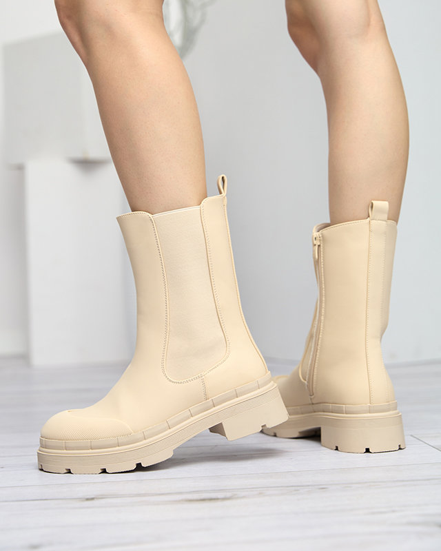 Béžové matné dámské vysoké boty Namrid- Obuv