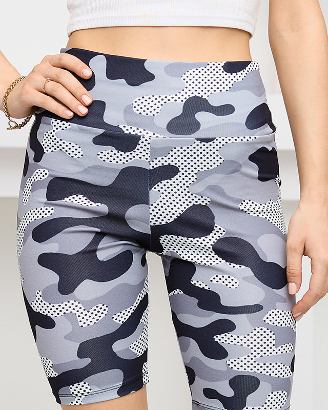 Světle šedé dámské cyklistické legíny s potiskem - Oblečení