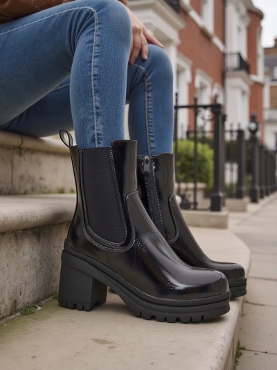 Royalfashion Dámské kotníkové boty na blokovém podpatku Foddise