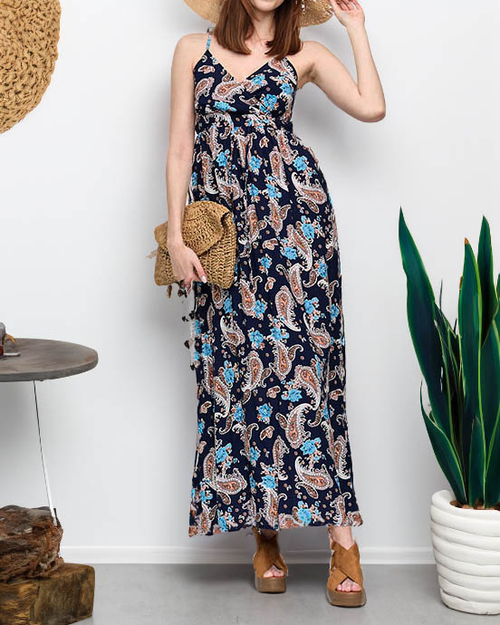 Темно-синє повітряне жіноче плаття максі - Одяг